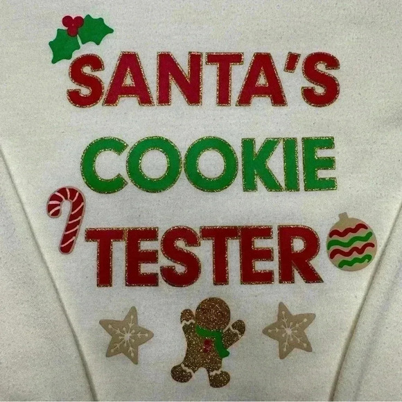 Holiday Time Christmas Santa’s Cookie Tester Pajamas White / Red / Green Size SM - Picture 4 of 16